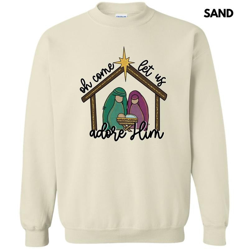 Classic Let Us Adore Him Sweatshirt 'NLB' T-Shirts, Hoodie | GrindPrints.com