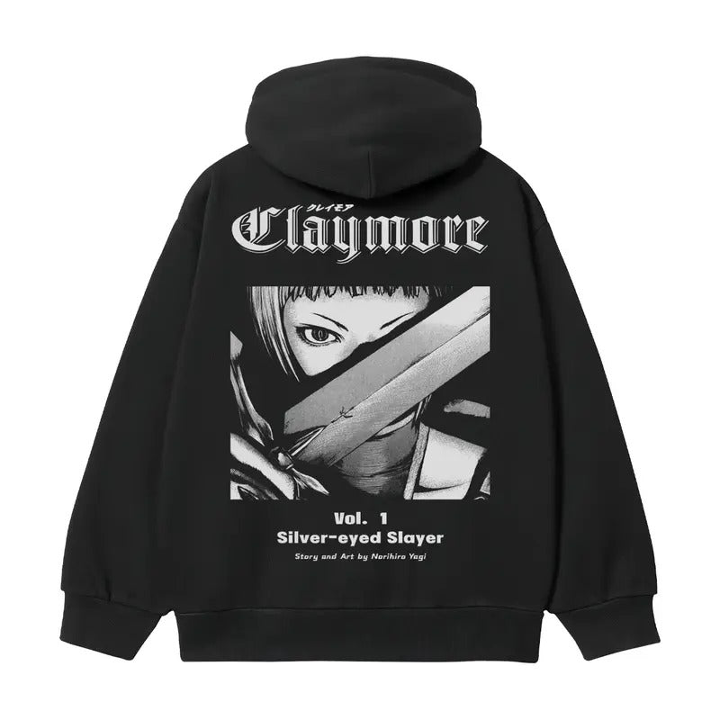 Claymore "Clare" Heavyweight Vintage Hoodie Cotton Blend Classic Anime Sweatshirt Menswear Tops Casual Long Sleeve Black...