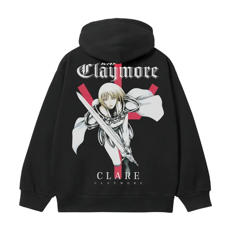 Claymore "Clare's Charge" Heavyweight Vintage Hoodie Cotton Blend Classic Anime Sweatshirt Menswear Tops Casual Long...