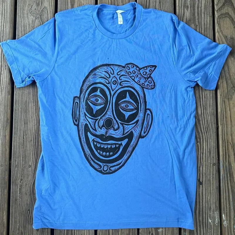 Clown Linoleum Hand-Printed T-Shirt Cotton Menswear Top Graphicsstyle{n002}2 Hoodie, Sweatshirt | GrindPrints.com