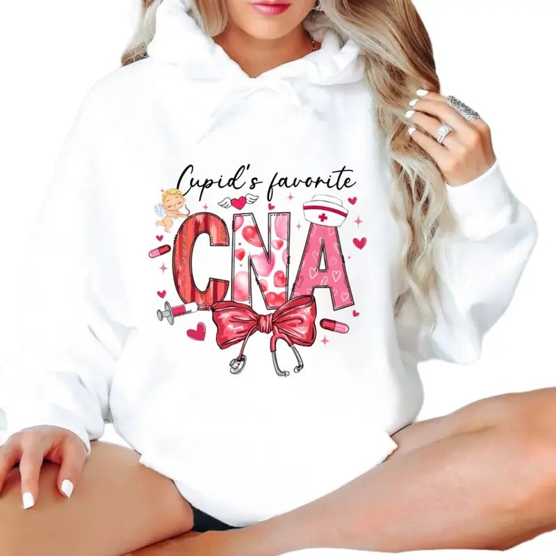 Cna Nurse Sweatshirt, Cupid's Favorite Cna Hoodie, Valentine's Day Gift, Nurse Shirt Gift, Nurse Gift, Unisex Crewneck...