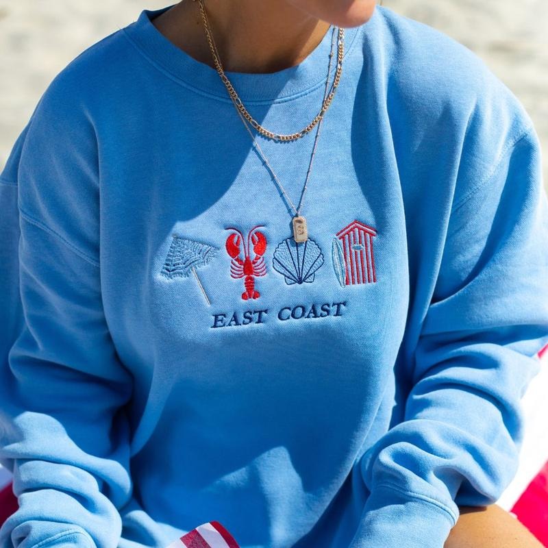 Coastal Classic 'East Coast' Embroidered Cozy Crew T-Shirts, Hoodie, Sweatshirt | GrindPrints.com