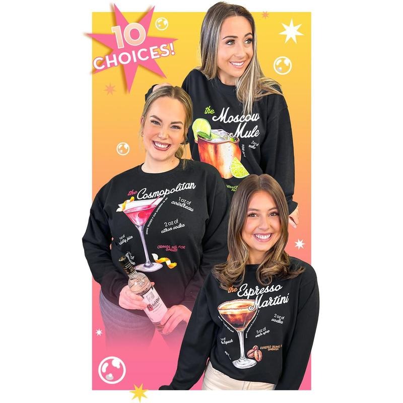 Cocktail Recipe Graphic Sweatshirt T-Shirts, Hoodie | GrindPrints.com