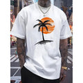 Coconut print, high quality pure cotton men's T-shirt, casual fashion breathable sweat, four seasons can wear T-shirts...