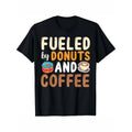 Coffee & Doughnuts Lover's Dream: Black Cotton T-Shirt - Perfect Gift for Men, Dad, Friends | Casual Round Neck Tee with...