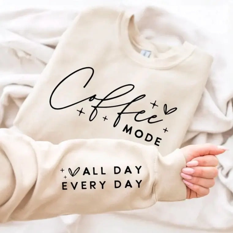Coffee All Day Every Day Fleece Crewneck Sweatshirt T-Shirts, Hoodie | GrindPrints.com