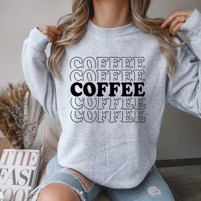 Coffee Crewneck Sweatshirt Comfortable Casual Breathable Fabric T-Shirts, Hoodie | GrindPrints.com