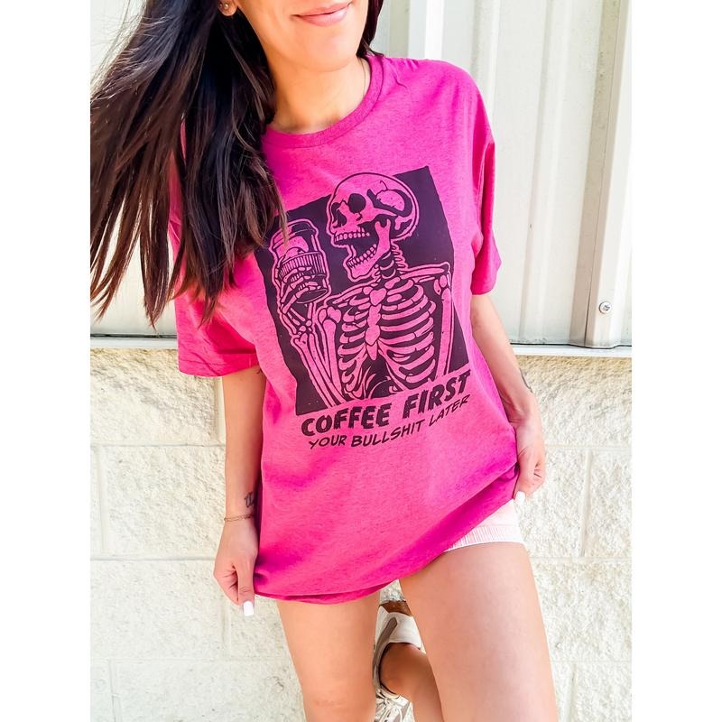 Coffee First Graphic Tee Hoodie, Sweatshirt | GrindPrints.com