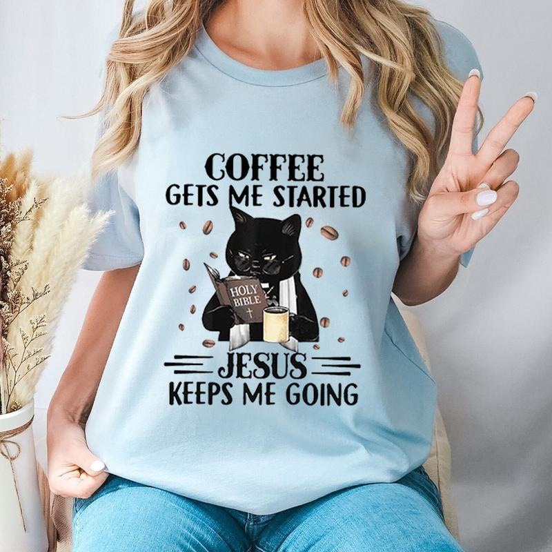 Coffee Get Me Start Jesus keep Me Going Tee Pure Cotton Casual Street Style Crew Neck Short Sleeve T-Shirt Tops Trendy...