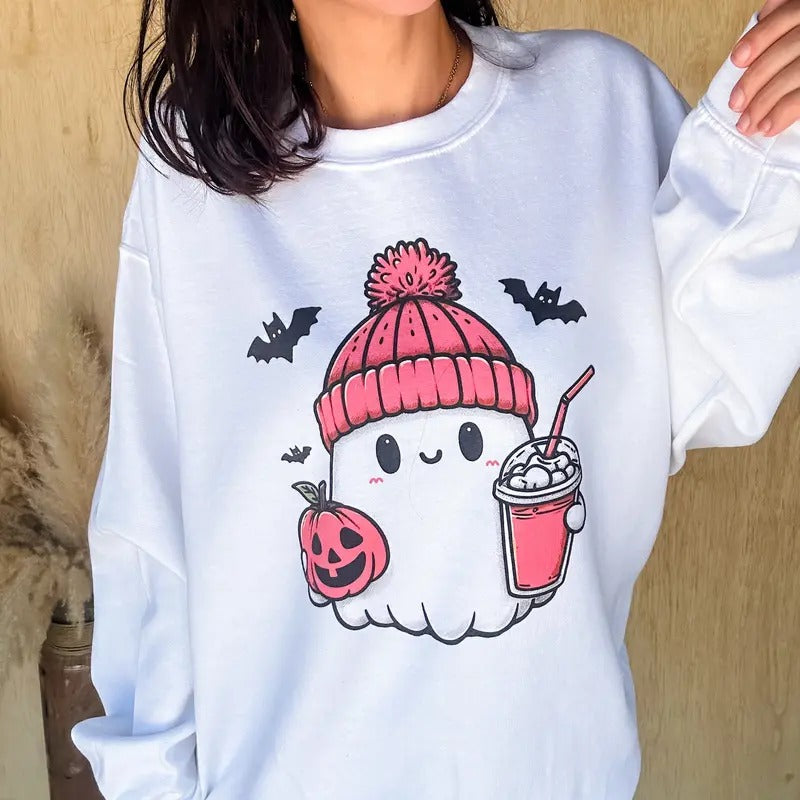 Coffee Ghost Pink Graphic Top T-Shirts, Hoodie, Sweatshirt | GrindPrints.com
