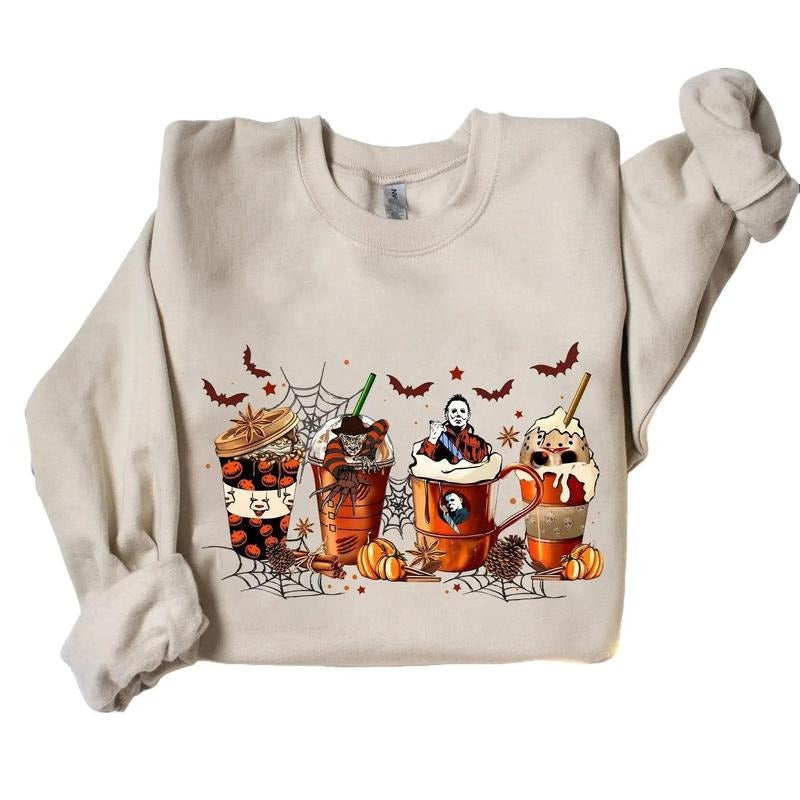 Coffee Horror Movies Halloween Halloween 2024 T-Shirts, Hoodie, Sweatshirt