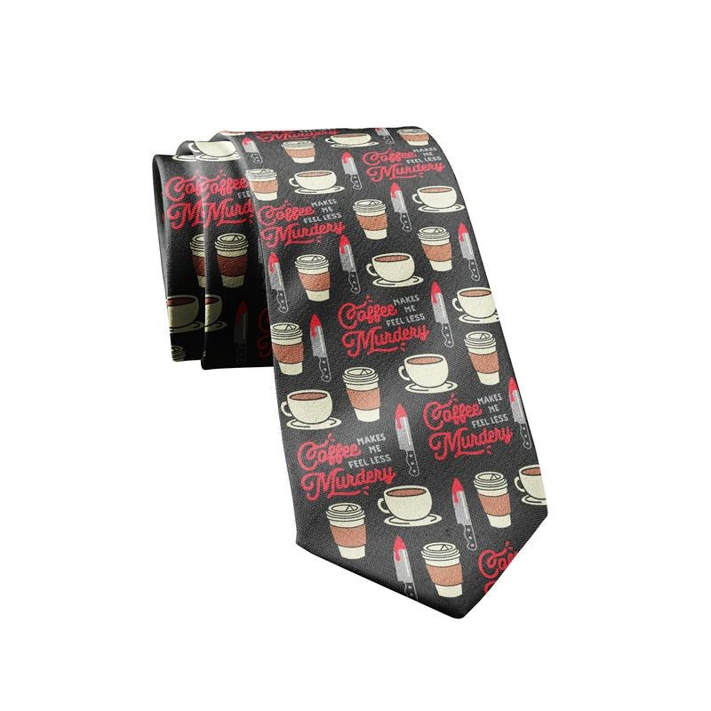 Coffee Makes Me Feel Less Murdery Necktie Funny Neckties for Men Nerdy Tie Mens Novelty Ties Funny Ties T-Shirts, Hoodie,...