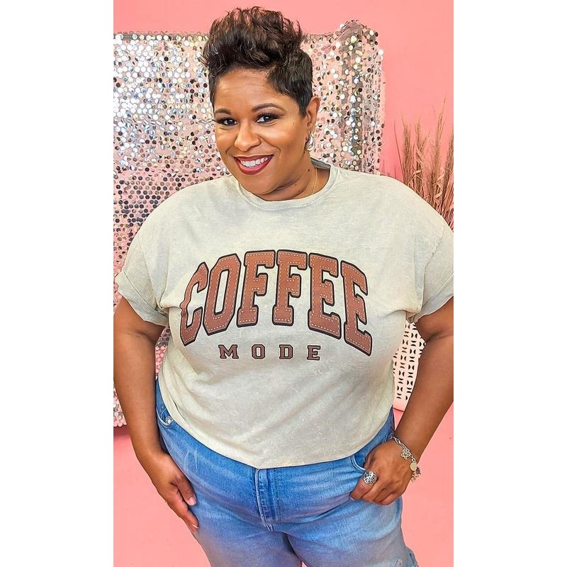 Coffee Mode Mineral Washed Taupe Graphic Shirt Hoodie, Sweatshirt | GrindPrints.com