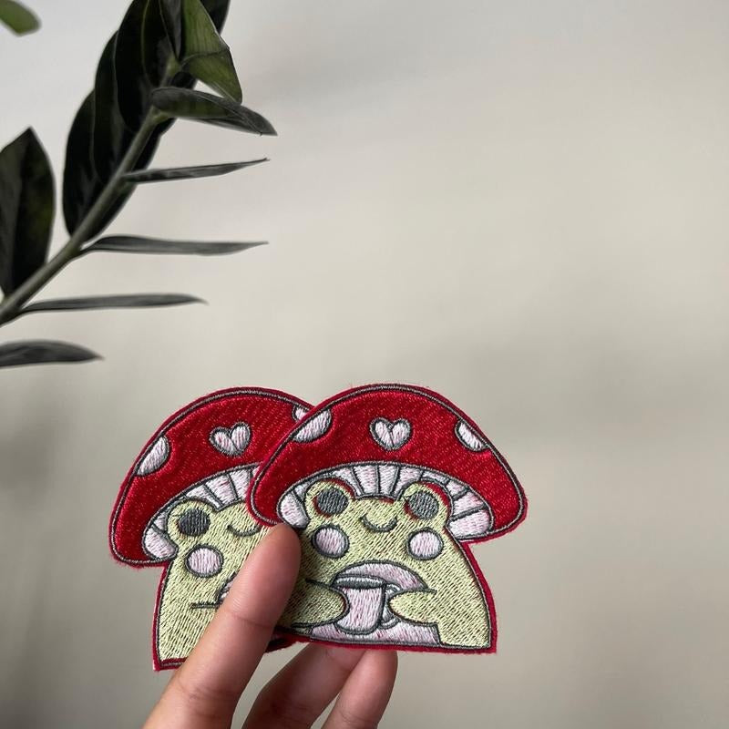Coffee Mushroom Froggy Iron On Patch T-Shirts, Hoodie, Sweatshirt | GrindPrints.com
