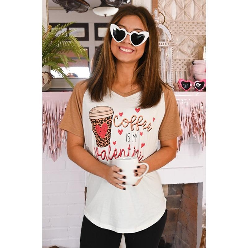 Coffee is My Valentine V-Neck T-Shirts, Hoodie, Sweatshirt | GrindPrints.com
