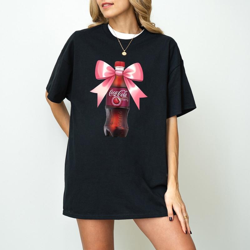 Coke Cherry With Bow T-Shirt, Drink With Bow Shirt, Just a Girl Who Loves Diet Coke, Weatercolor Bow, Gift For Her...