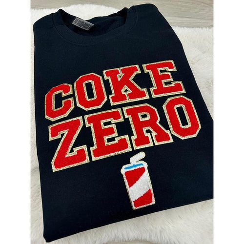 'Coke Zero' Letter Patch Crewneck Sweatshirt T-Shirts, Hoodie | GrindPrints.com