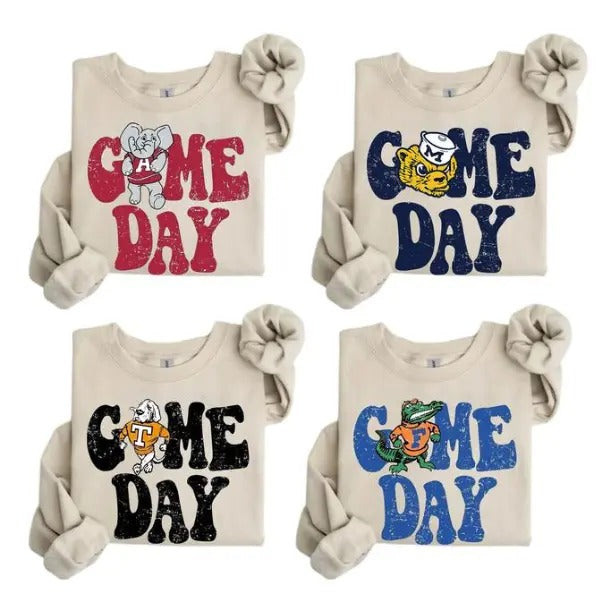 College Mascot Game Day Sweatshirt, Retro NCAA Teams Crewneck T-Shirts, Hoodie | GrindPrints.com