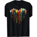 Color Dog Paw Heart Print T-shirt -100% cotton Made in USA Hoodie, Sweatshirt | GrindPrints.com