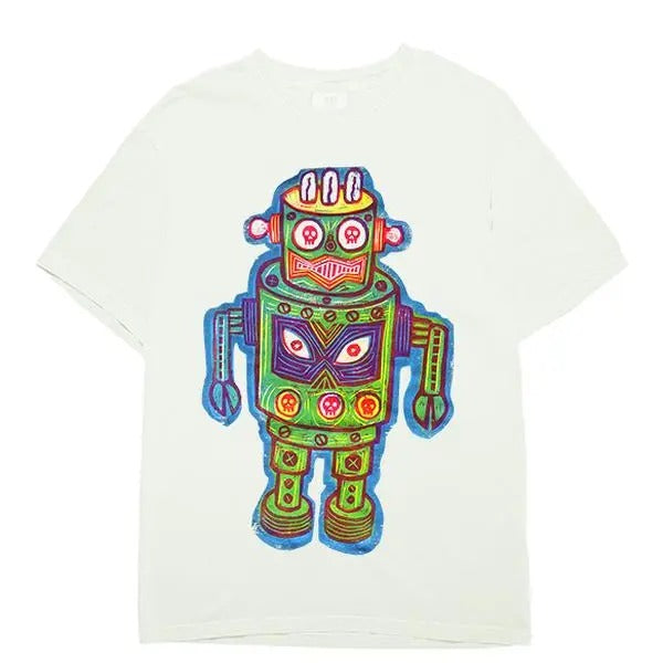 Color Robot Woodcut Printed Tshirt for Men's Wear Cotton Menswear Shortsleeve Hoodie, Sweatshirt | GrindPrints.com