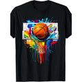 Colorful Basketball Tie Dye Color Splash Hoop Net Slam Dunk Men T-Shirt - 220g Cotton T-shirt, 10, 000 Links made in usa...