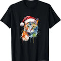 Colorful Cat Wears Santa Hat Kitten Ugly Christmas Pajama T-Shirt Hoodie, Sweatshirt | GrindPrints.com