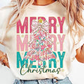 Colorful Coquette Glitter Pink Floral Christmas Tree Coquette, Christmas Sweatshirt, Hoodie, T