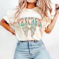 Colorful Coquette Teacher T-Shirt, Retro Teacher, Coquette Teacher Bow Dalmatian Dots, brushstroke, Gift for Teacher,...