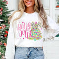 Colorful Glitter Holly Jolly Sweatshirt, Christmas T-Shirt, Glitter Coquette Christmas Tree T-Shirt, Christmas Coquette...