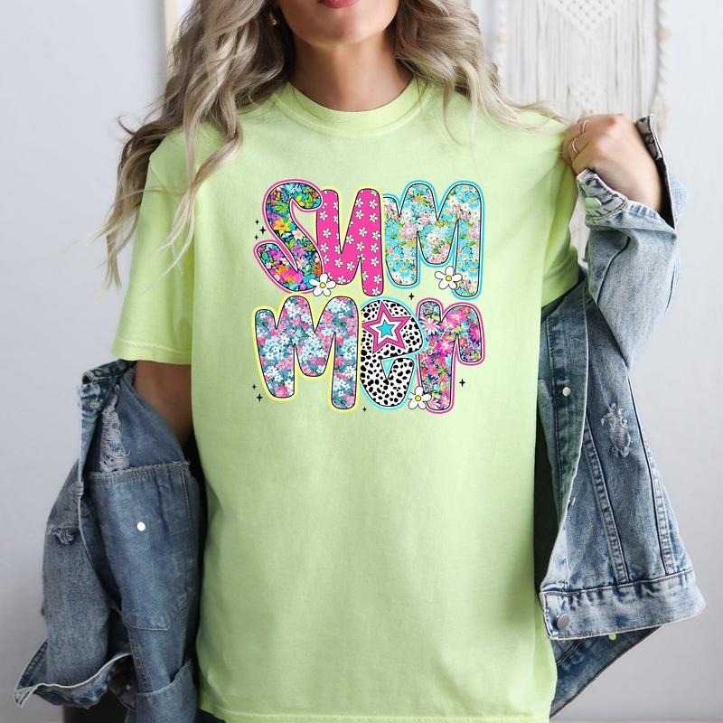 Colorful Summer, Retro, Floral, Comfort Colors T-Shirt, Women's Comfort Colors Tee Hoodie, Sweatshirt | GrindPrints.com
