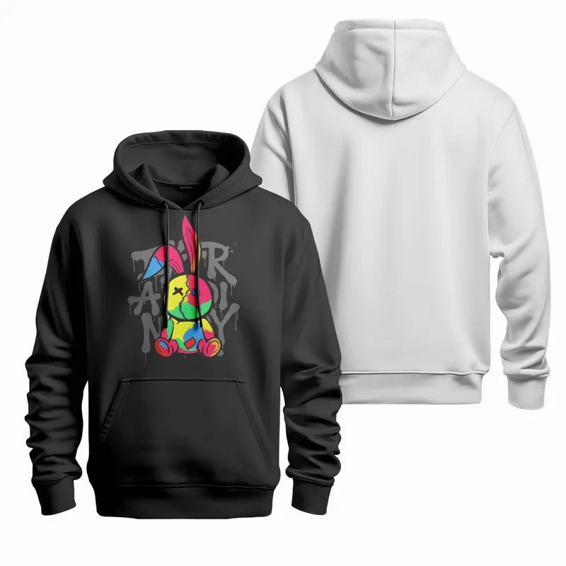 Colorful rabbit bright T-shirt, crewneck sweatshirt, hooded sweatshirt, graffiti color, Fashionable and uninhibited,...