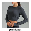 Colorfulkoala Women's Dreamlux Cropped Long Sleeve Top with Thumbholes Raglan Sleeves Athletic Yoga Shirt Hoodie, Sweatshirt