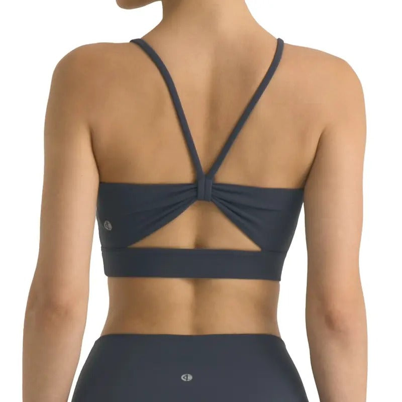 Colorfulkoala Women's Dreamlux Lightweight Yoga Sports Bra Bowknot Strappy Light Impact Workout Yoga Tops T-Shirts,...