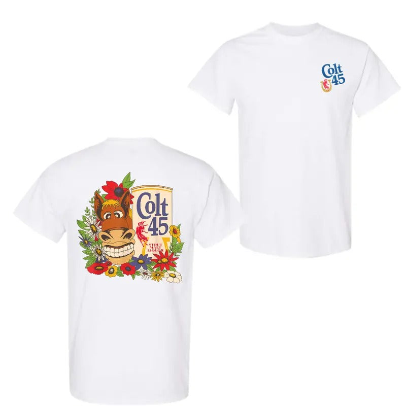 Colt 45 Classic Floral Donkey 2 Sided T-Shirt, For Men And Women, Trendy Shirt. Hoodie, Sweatshirt | GrindPrints.com