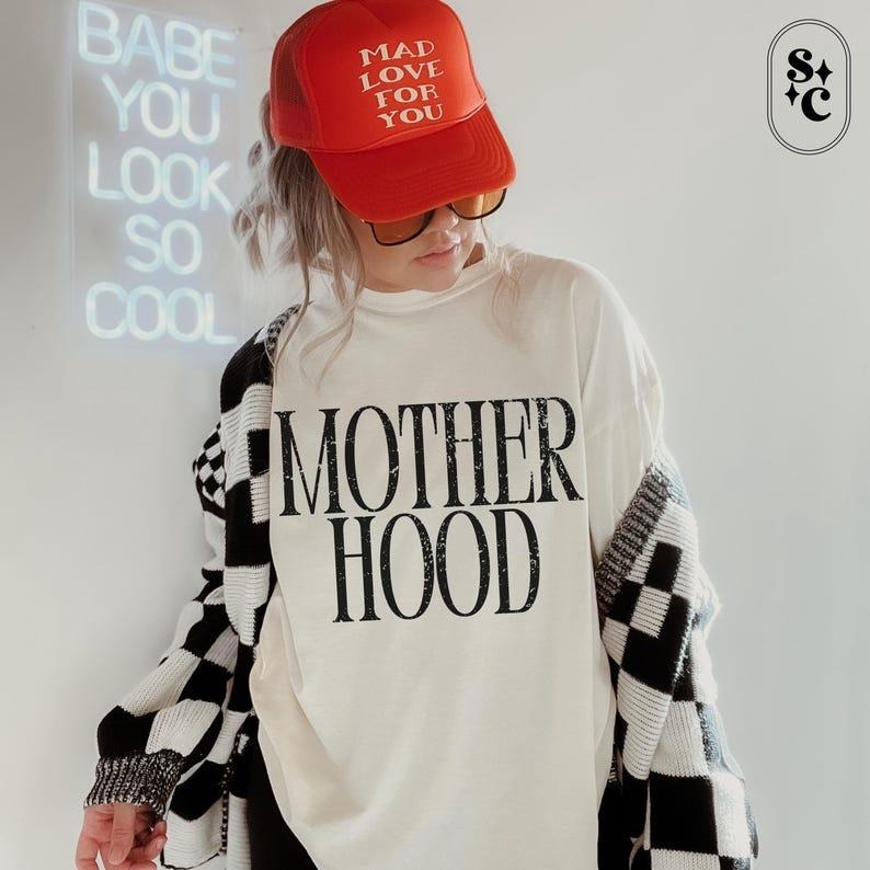 Comfort Color Mother Hood Shirt, Comfort Colors, Trendy Mama Tshirt, Mom Life Tee, Oversized Graphic Mom T-shirt,...