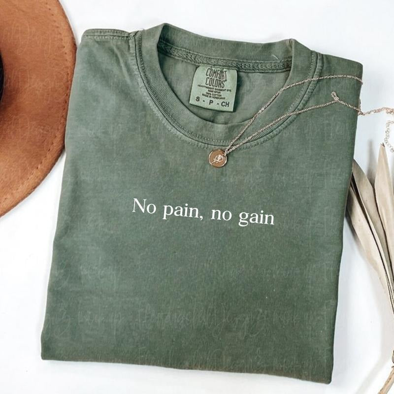 Comfort Color No Pain No Gain T-shirt, World Health Day, Gym Shirt, Gift For Gymer, Gift For Gym Lovers Cotton Fabric...