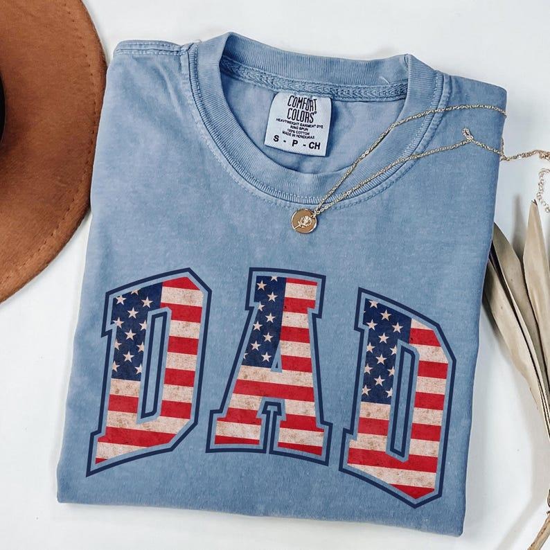 Comfort Colors American Dad Shirt Dad USA Flag 4th July Shirt New Dad Patriotic Dad Dad T-Shirts, Hoodie, Sweatshirt