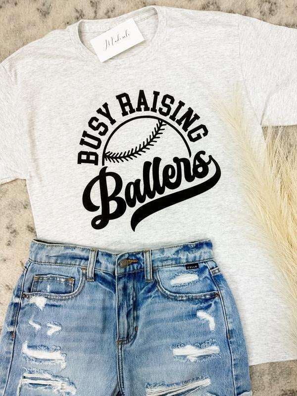Comfort Colors Busy Raising Ballers Graphic Tee Hoodie, Sweatshirt | GrindPrints.com
