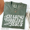 Comfort Colors Chasing Jesus And Toddlers Tshirt Christian Mom Tee Kingdom Motherhood Tee Faith-based Aesthetic Design...