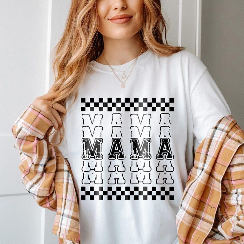 Comfort Colors Checkered Mama Shirt, Vintage Checkered Mama T-shirt, Gift for Mom, Retro Mom Tee Hoodie, Sweatshirt
