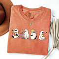 Comfort Colors Cute Ghosts Reading Books Shirt, Cute Little Ghost Shirt, Coffee Lover Ghost, Spooky Season Shirt, Fall...