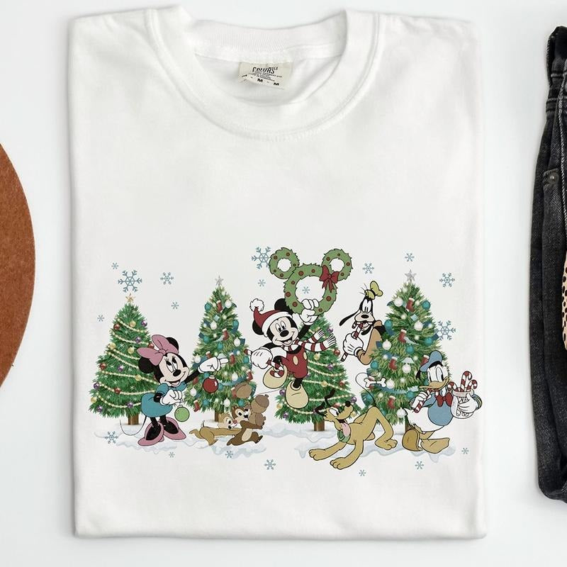Comfort Colors Cute Mouse and Friends Christmas T-shirt, Crewneck Sweatshirt Hoodie | GrindPrints.com