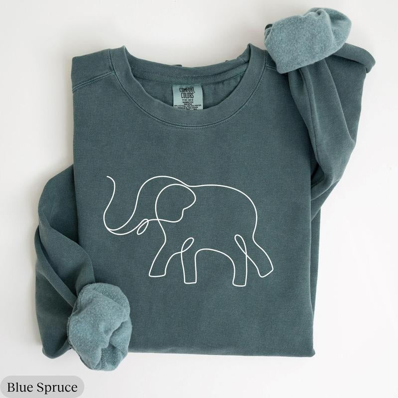Comfort Colors Elephant Sweatshirt - Abstract Minimalist Elephant Cotton Fleece T-Shirts, Hoodie | GrindPrints.com
