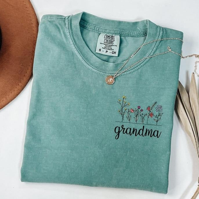 Comfort Colors Floral Grandma Shirt, Mothers Day Gift For Grandma, New Nana T-Shirt, Granny Tee, Gigi Mimi Tee, Nana...
