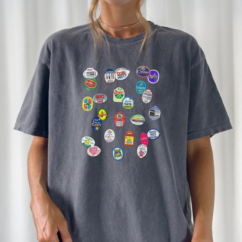 Comfort Colors Fruit Sticker Shirt, Summer Graphic Tee Hoodie, Sweatshirt | GrindPrints.com