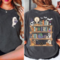 Comfort Colors Ghost Book Reader Shirt, Halloween Library Shirt, Reading Tee, Book Lover Gift, Skeleton Book Club,...