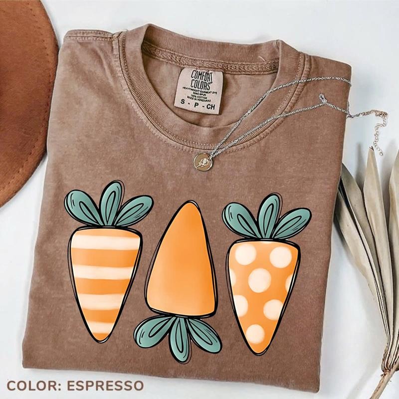 Comfort Colors Happy Easter Carrot Shirt, Easter Day Shirt For Womens, Garden T-shirt, Spring Rabbit Tee, Easter Gift for...