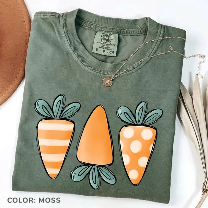 Comfort Colors Happy Easter Carrot Shirt, Garden Shirt, Easter Christian Tee, Religious Shirt, Jesus Lover Gift,...