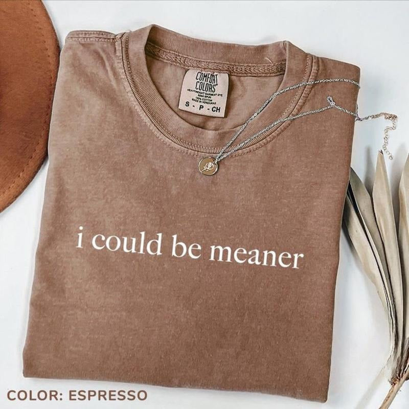 Comfort Colors I Could Be Meaner T-Shirt, Funny Humor T-Shirt, Sarcastic Tee, Funny Quote T-Shirt, Sarcasm TShirt, Trendy...