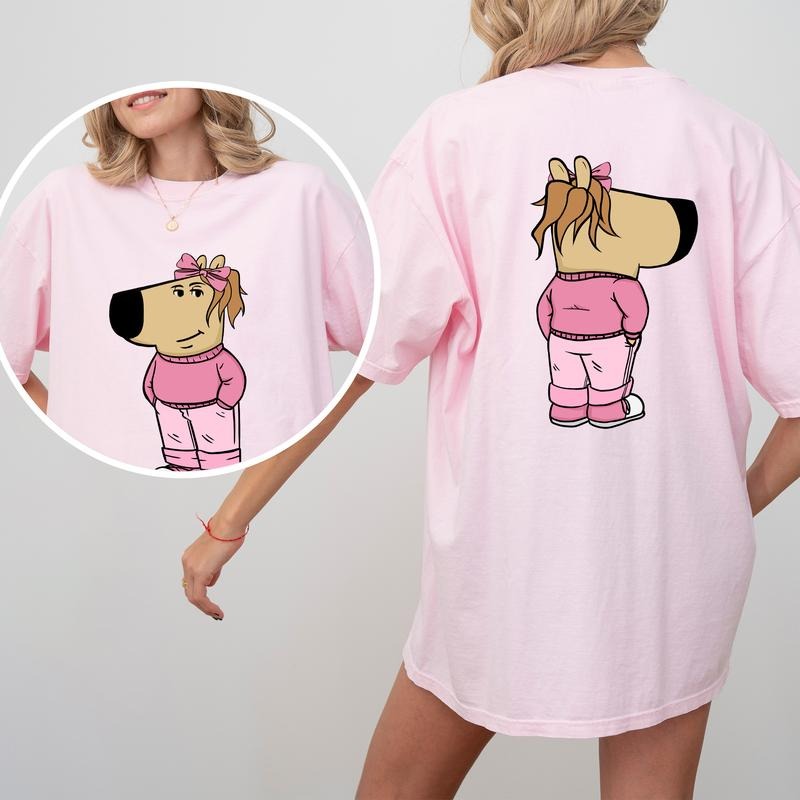 Comfort Colors Just A Chill Girl Shirt 2-Sided, Low Key Chill Girl Tees for Women, Funny Dog Meme Tops, Soft Cotton...